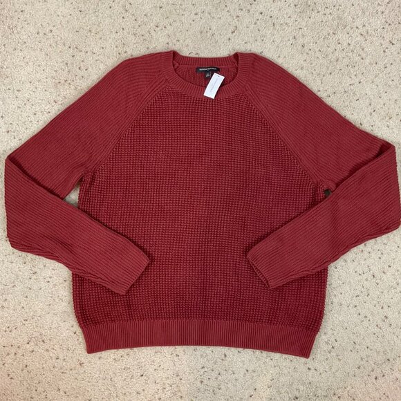 NEW Banana Republic Crewneck Sweater Waffle Deep Red Size XL Men's - Picture 1 of 4